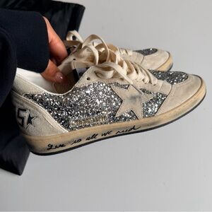 Golden Goose Silver Glitter Superstar Sneakers - Women